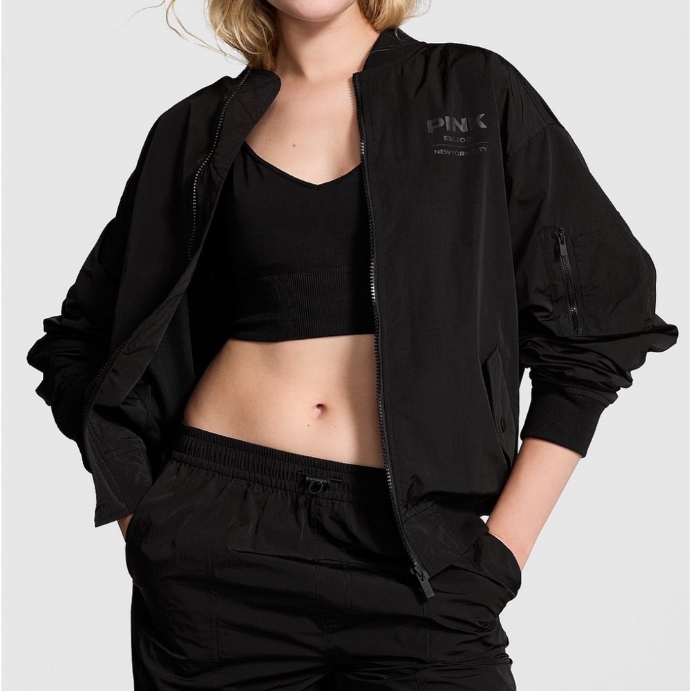 PINK Black Bomber Jacket